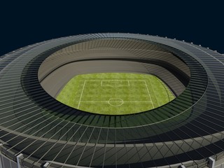 Olympic Stadium with Soccer Field on dark background