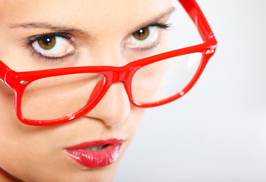 Woman In Red Glasses