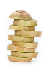 Turm aus Kiwischeiben - Seitliche Ansicht