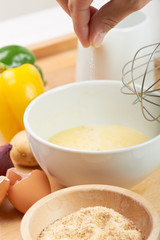 raw ingredients to make an omelet