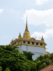 Naklejka premium Golden pagoda on the top of Wat Saket , Bangkok Thailand