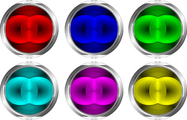 Set of chrome effect buttons - vector