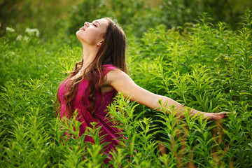 woman on green grass field