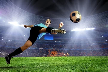 Acrylic prints Football Football player on field of stadium