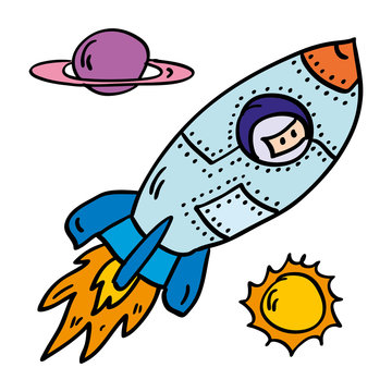Doodle space rocket