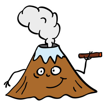 Doodle volcano smoking cigarette