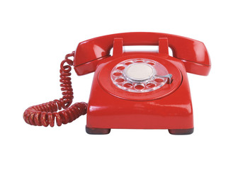 Classic 1970 - 1980 retro dial style red house telephone