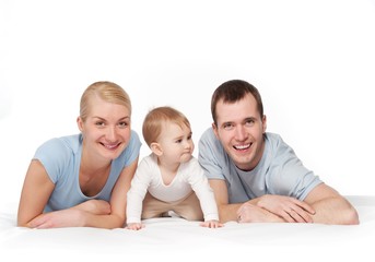 Fototapeta na wymiar Happy family isolated on white background