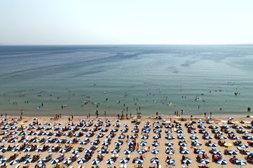 Hot day Albena beach bird's-eye view Bulgaria - obrazy, fototapety, plakaty