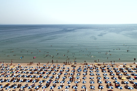 Hot day Albena beach bird's-eye view Bulgaria