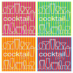 Bright Cocktail Party cards in vector format.