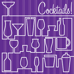 Bright line drawing cocktail card in vector format.