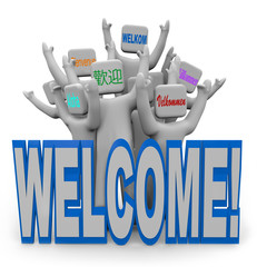 Welcome - International Languages People Welcoming Guests © iQoncept