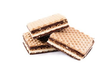 Chocolate wafer, isolated on a white background.