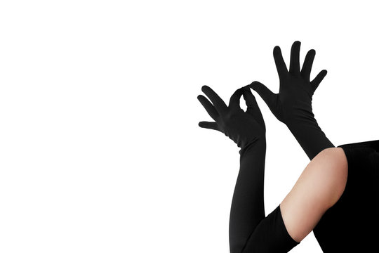 Woman wearing elegant long gloves