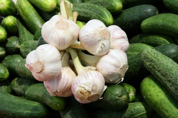 garlic and cucumbers