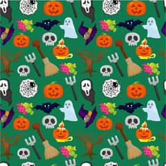 cartoon Halloween seamless pattern.