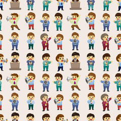 cartoon office worker talk  and speaker seamless pattern