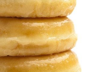 sugar doughnuts extreme closeup on white background