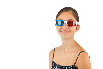 Smiling girl with 3d glasses