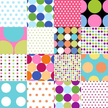 seamless patterns, polka dot set