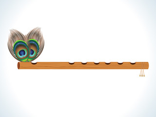 abstract wood flute with feather © pathakdesigner