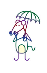 Cartoon mouse with umbrella