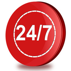 24/7 customer service' glossy icon