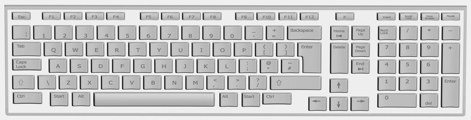 Computer keyboard in white and grey