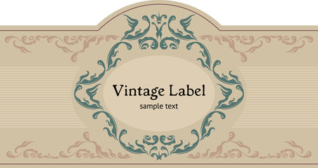 Vintage ornamental label. Datura font by Jesus Martinez Partida.