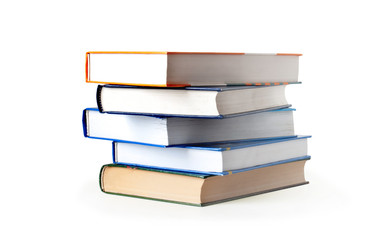 Stack of books isolated on white background