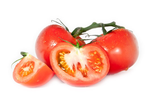 Tomaten freigestellt vor wei&szlig;em Hintergrund