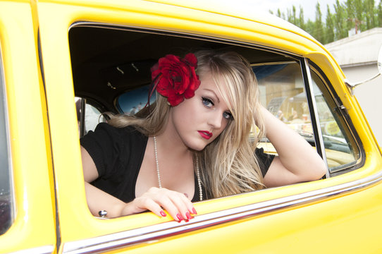 Pin Up Girl and Classic Car