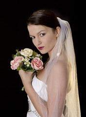 Naklejka premium Braut mit Brautstrauß