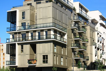 immeuble bbc du quartier des Confluences, Lyon-France
