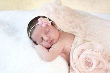 Sleeping Newborn Baby Girl