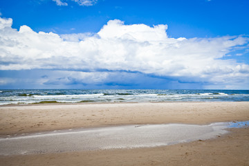 Baltic sea landscape with cloudy sky