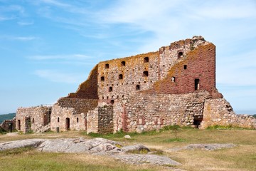 Fototapeta na wymiar Part of the Hammershus castle ruins on the island Bornholm