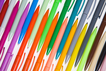 Multi-colored plastic pens