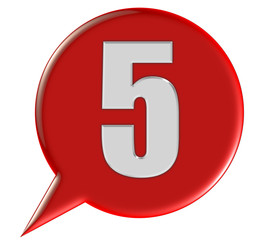 Sprechblase rot rund ZAHL 5