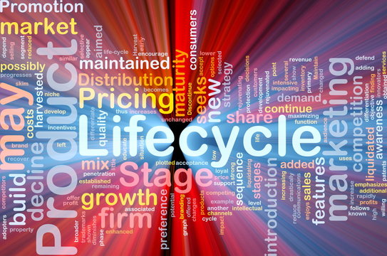 Product lifecycle background concept glowing