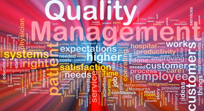 Quality management background concept glowing
