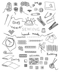 hand made and needlework vector set