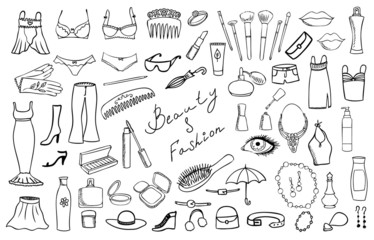 beauty and fashion items vector set