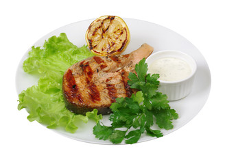 Grilled salmon steak