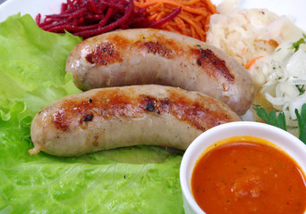 Sausage making roasted with vegetable