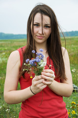 girl with a bouquet