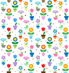 Flowers in pots pattern