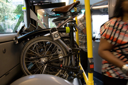 Fototapeta Folding bicycle on a Public Bus