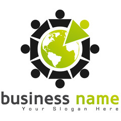 logo business, cercle humain et terre